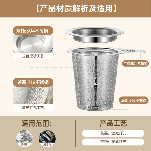 316不锈钢茶漏家用茶壶过滤茶叶渣茶隔泡茶分离茶网煮茶内胆配件 - 图3