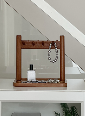 首饰展示架道具装饰品杂物钥匙收纳玄关桌面摆件置物架实木托盘