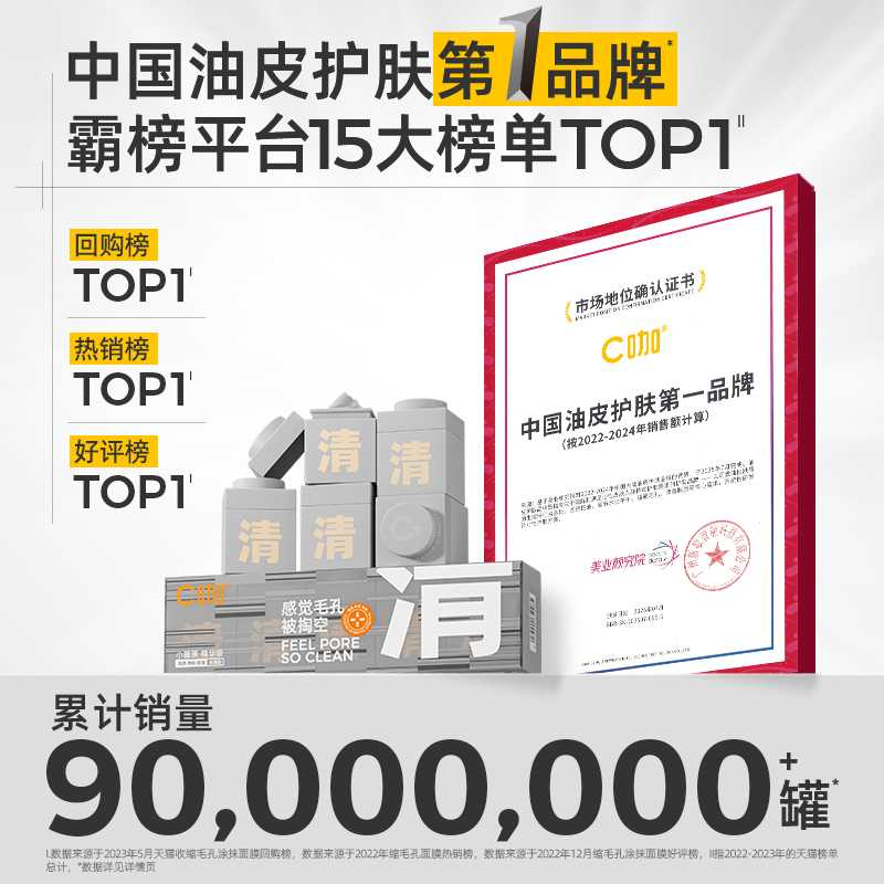 王一博代言C咖泥膜深层清洁收缩毛孔去黑头粉刺小罐膜面膜白泥