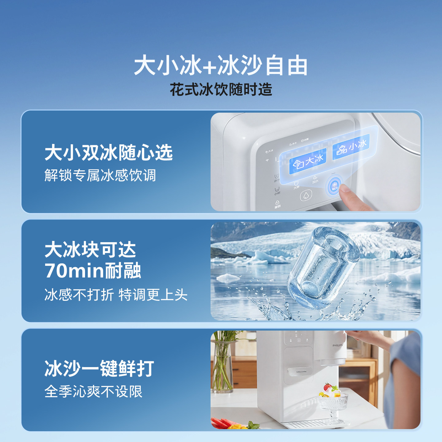 Philips' first smoothie large ice cube ice water dispenser