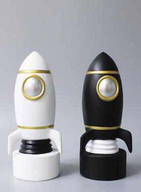 北欧风格卡通火箭儿童存钱罐创意礼物储钱罐可存取零钱储蓄罐摆件