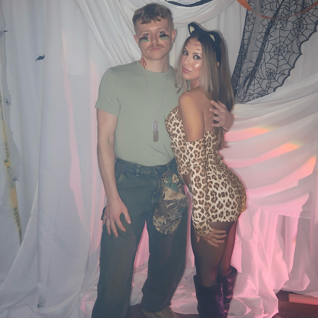 SylCue 叛逆少女辣妹风性感豹纹印花不规则抹胸带袖套低腰短裤女,淘宝优惠券,粉丝福利购,淘宝优惠卷