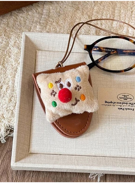 可爱卡通kt猫眼镜夹挂脖可爱毛绒公仔便携式眼镜包项链挂饰毛衣链