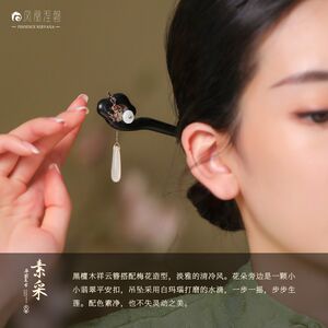 新款凤凰涅磐翡翠古风发簪女高级感木质步摇木簪新中式黑檀木玉石