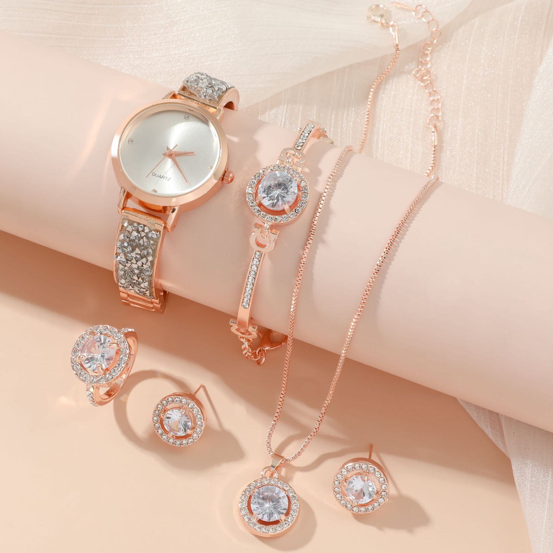 Watch accessories set镶钻星空潮流个性女石英手表套装5pcs/set - 图2