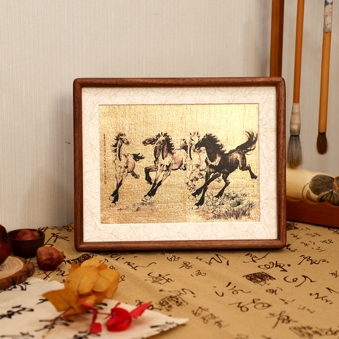 中式金箔画复古马到成功玄关摆台画办公室新年送礼桌面定制装饰画,淘宝优惠券,粉丝福利购,淘宝优惠卷