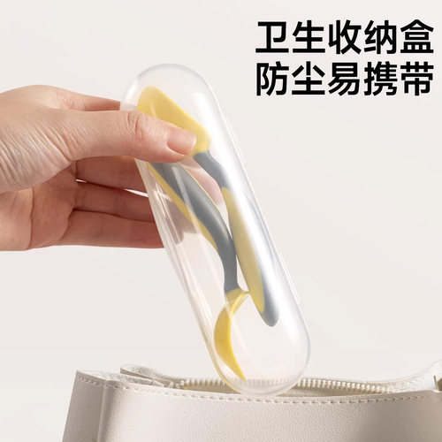 婴儿勺子宝宝学吃饭自主进食训练勺套装弯头辅食汤勺婴儿童餐具 - 图3