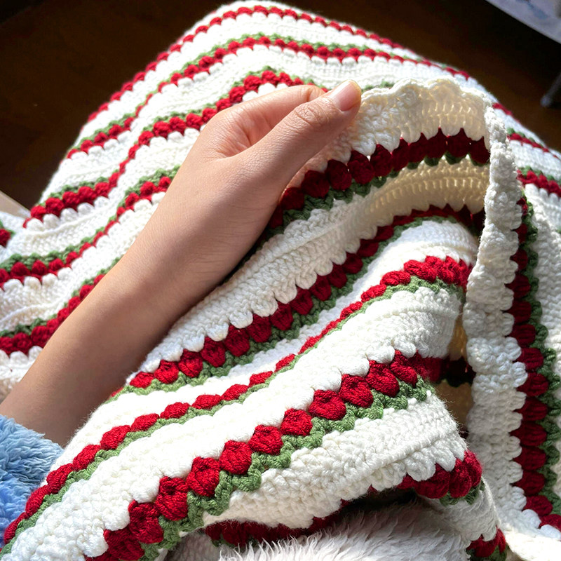 郁金香花束毯子材料包手工编织diy毛毯自制针织毛线毯创意礼物,淘宝优惠券,粉丝福利购,淘宝优惠卷