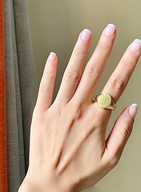 S925银印章戒指杀死伊芙同款女