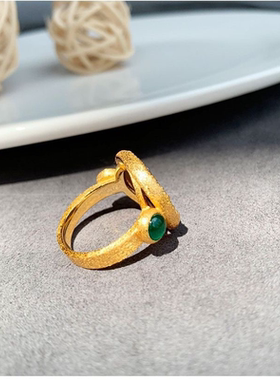 【钱币】小众设计仿土耳其大力神古币镶嵌绿钻戒指镀925轻奢古典