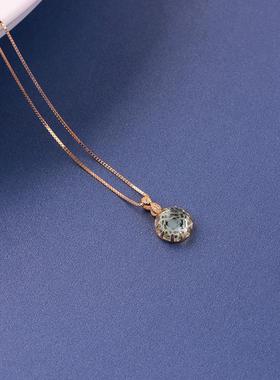 【神话】镀18K金天蓝色水晶吊坠女士日韩简约气质轻奢百搭锁骨链