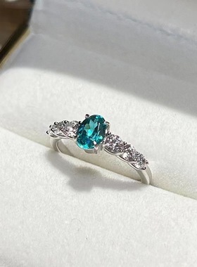 新款浅色系帕拉伊巴绿钻戒指女奢华精致高级感小众设计时尚百搭