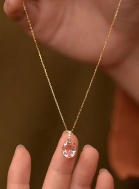 摩根石项链锆石吊坠复古小众高级在逃公主甜美可爱颈饰精致百搭