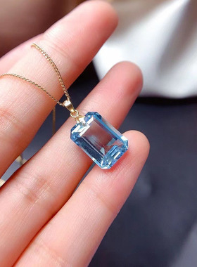 礼物天空蓝托帕石吊坠女