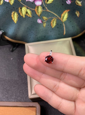 【六爪圆形】镀S925银莫桑比克石榴石吊坠女日韩精致小清新锁骨链