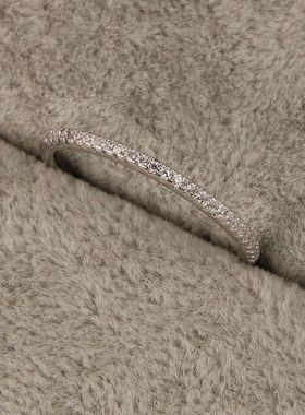 纯银单排钻镶钻戒指饰品