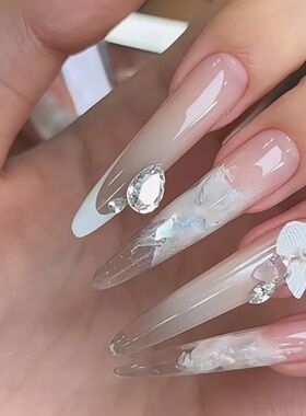 仙气醋酸立体玉兰花裸色显白百搭纯手工制作穿戴甲