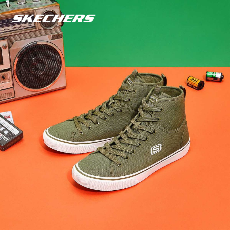 斯凯奇官方旗舰秋季情侣高帮帆布鞋 skechers斯凯奇丰宏板鞋