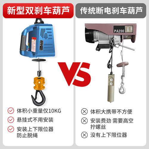 微型电动葫芦220v家用小吊机便携式电葫芦小型升降提升机空调吊机 - 图2