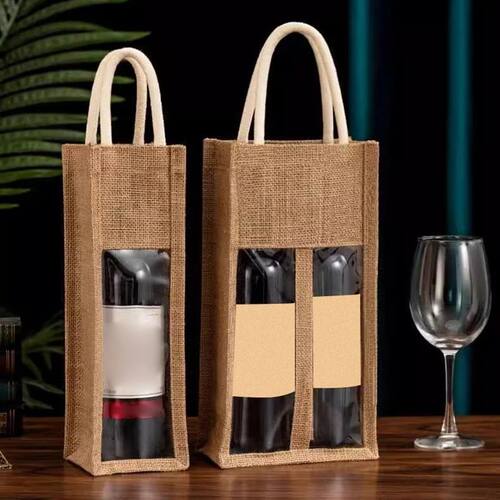 1PCHoliday Wine Gift Bag, Red Wine Box with View Window & Ha - 图0