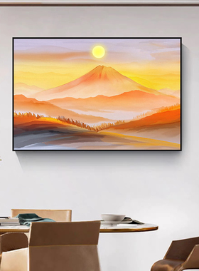 背靠金山客厅装饰画横版现代简约沙发背景墙挂画喜金土招财聚财画