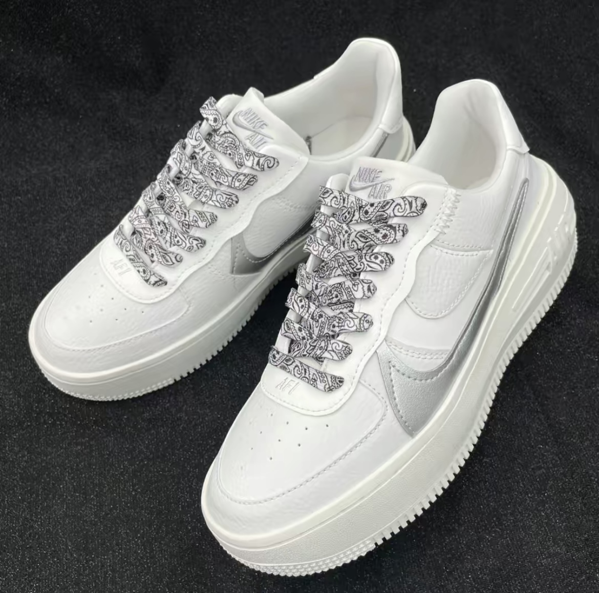 适配airforce1 PLT.AF.ORM解构白银反光字母空军一号渐变af1鞋带-图2