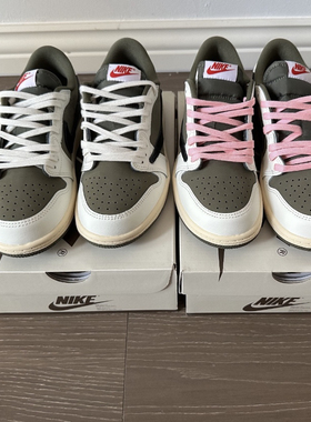 适配aj1 low联名8.0倒钩米绿男女款白色油蜡鞋带纯色扁平刷蜡鞋绳