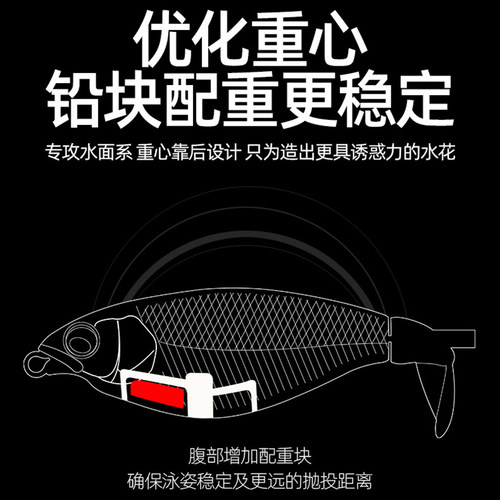 水面拖拉机路亚饵小型路亚假饵翘嘴专用炸水上系铅笔微物黑鱼鲈鱼 - 图2
