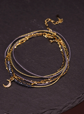 法式风情小众设计多层转运红绳星星切面珠叠戴手链编织手绳