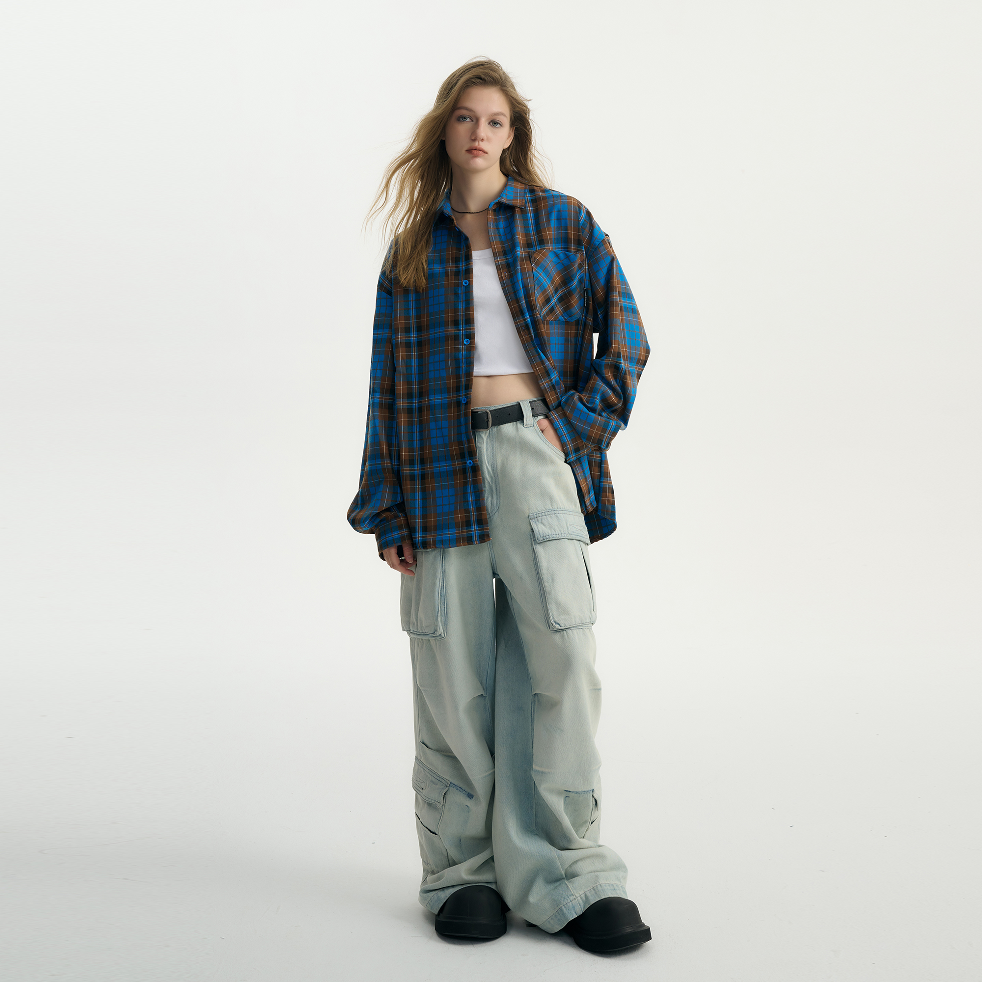 heartboon春季黄色格子长袖衬衫 heartboon衬衫