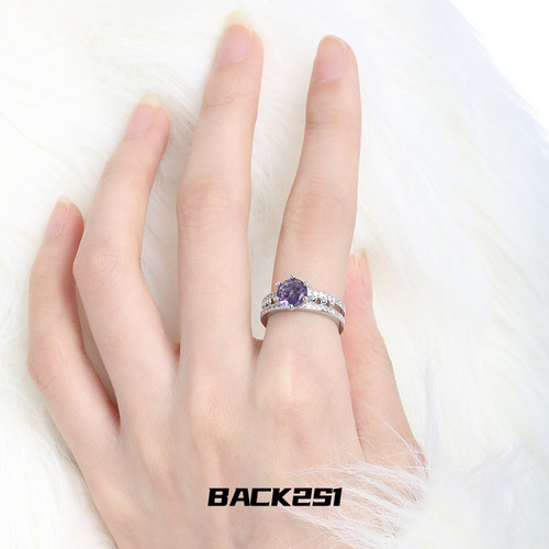 查理苏紫钻同款婚戒周年婚卡浪漫轻奢甜酷动漫周边cos指环 - 图1