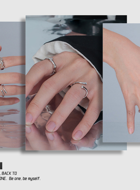 男女合金镀银原创设计戒指