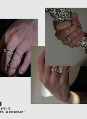 双指开口戒指镀银日韩