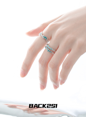 小众设计蓝色盐湖戒指