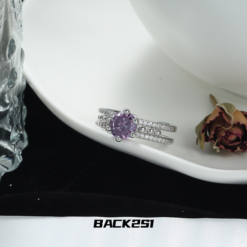 查理苏紫钻同款婚戒周年婚卡浪漫轻奢甜酷动漫周边cos指环 - 图0