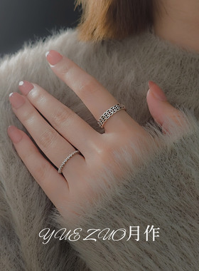 银色铜钱素圈戒指女小众设计