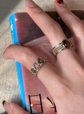 高级感指环小众复古素圈食指戒