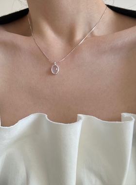 海蓝宝月光石项链女2025新款爆款