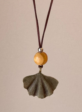 复古银杏叶吊坠项链女款2025新款