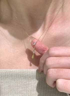 钻金色拉丝水滴项链女款2025新款