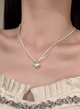 双层爱心吊坠项链女款2024新款