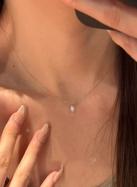 人鱼之泪极细水滴闪钻项链高级感