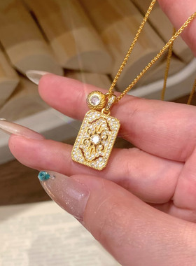 中式满钻无事牌项链女款2025新款