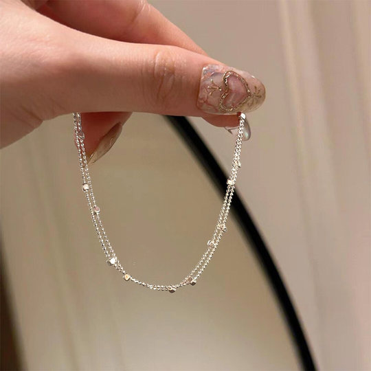 Simple double layer small square anklet for women 2025 new trend