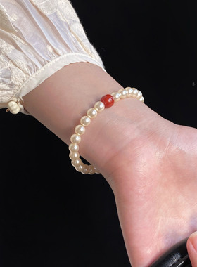 中式红玛瑙珍珠手串女款2025新款