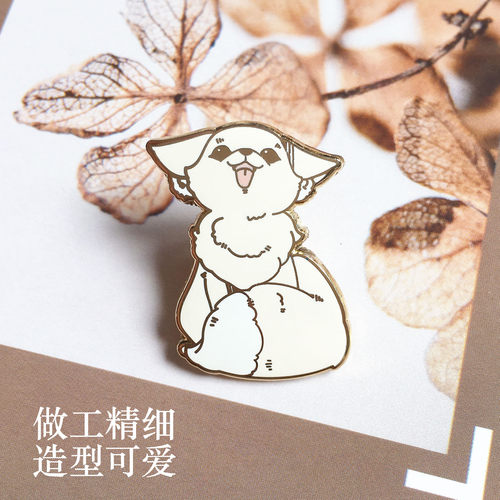 狐狸情侣金属徽章复古ins胸针别针原创设计Furry周边鲸岛Life文创 - 图0