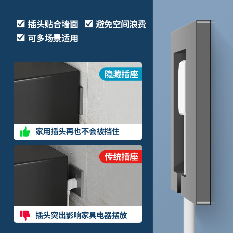 86型嵌入式隐形插座隐藏式内嵌式暗装家用开关插座面板冰箱五