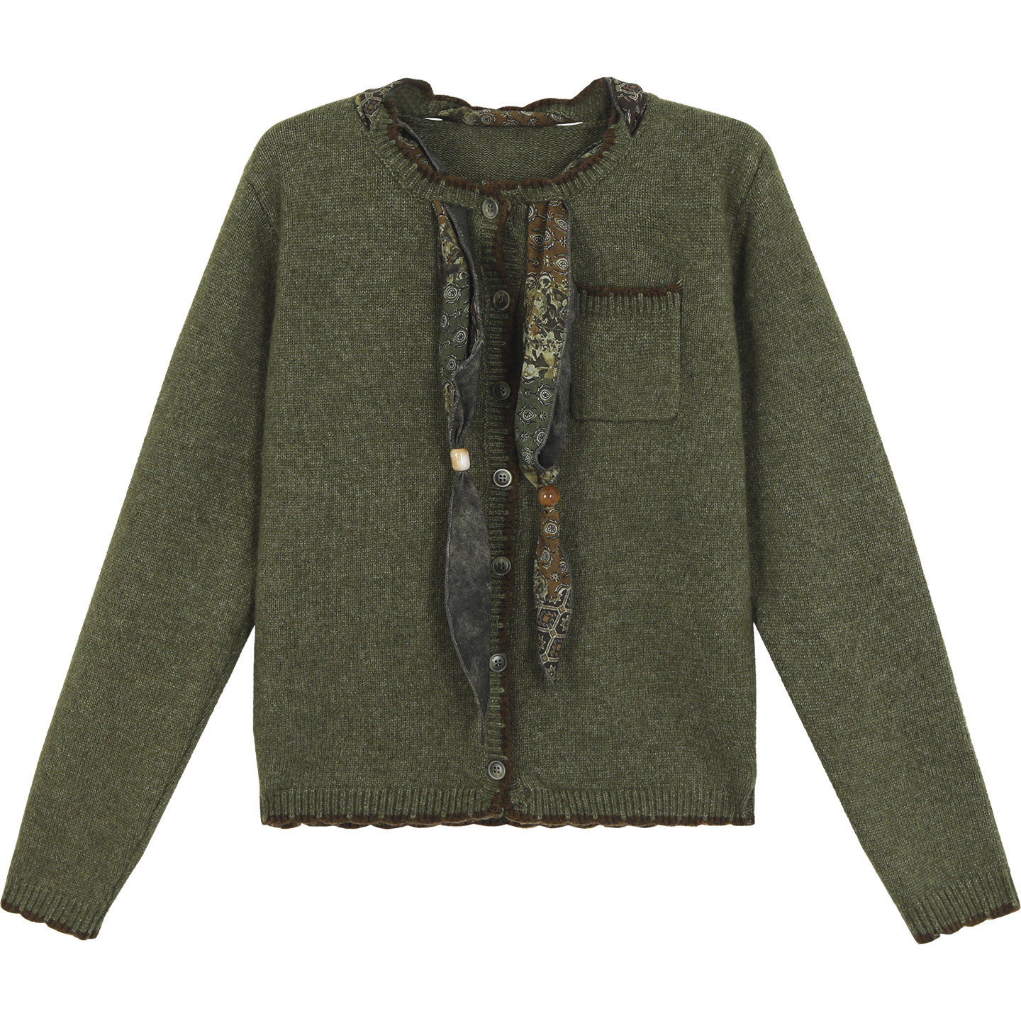 小仙倪子圆领针织衫女初冬丝带领设计单排扣开衫休闲保暖外套上衣,淘宝优惠券,粉丝福利购,淘宝优惠卷