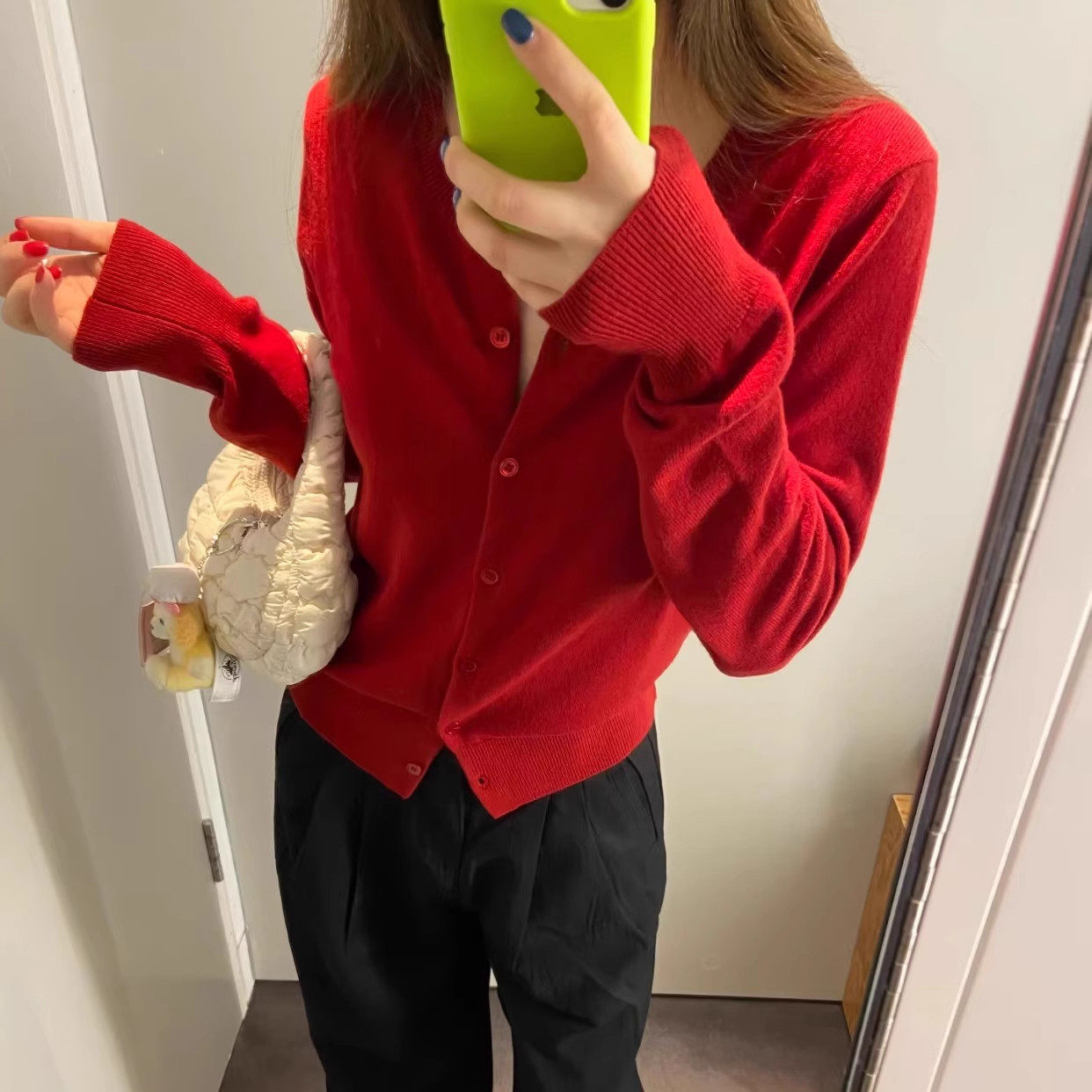 本命年红色针织开衫女薄款秋冬季氛围感慵懒短款毛衣外套打底上衣,淘宝优惠券,粉丝福利购,淘宝优惠卷