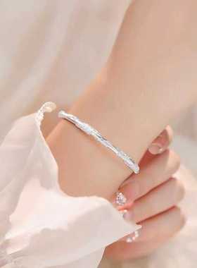 蝶舞繁花足银手镯轻奢小众设计感手饰情人节生日礼物送女友